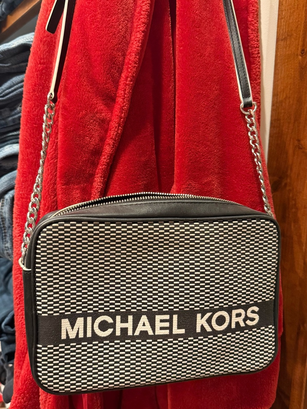 Michael Kors Black and White Logo Crossbody Camera Bag